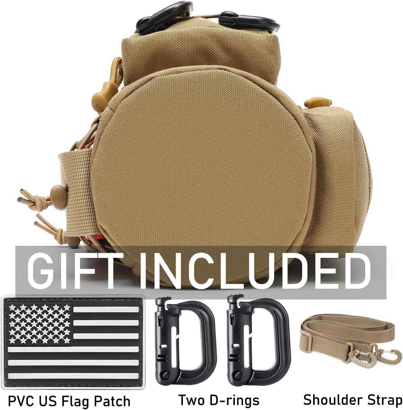 Tactical Molle Pouch Multifunctional Water Bottle Pouch Phone Pouch EDC Bag with Shoulder Strap