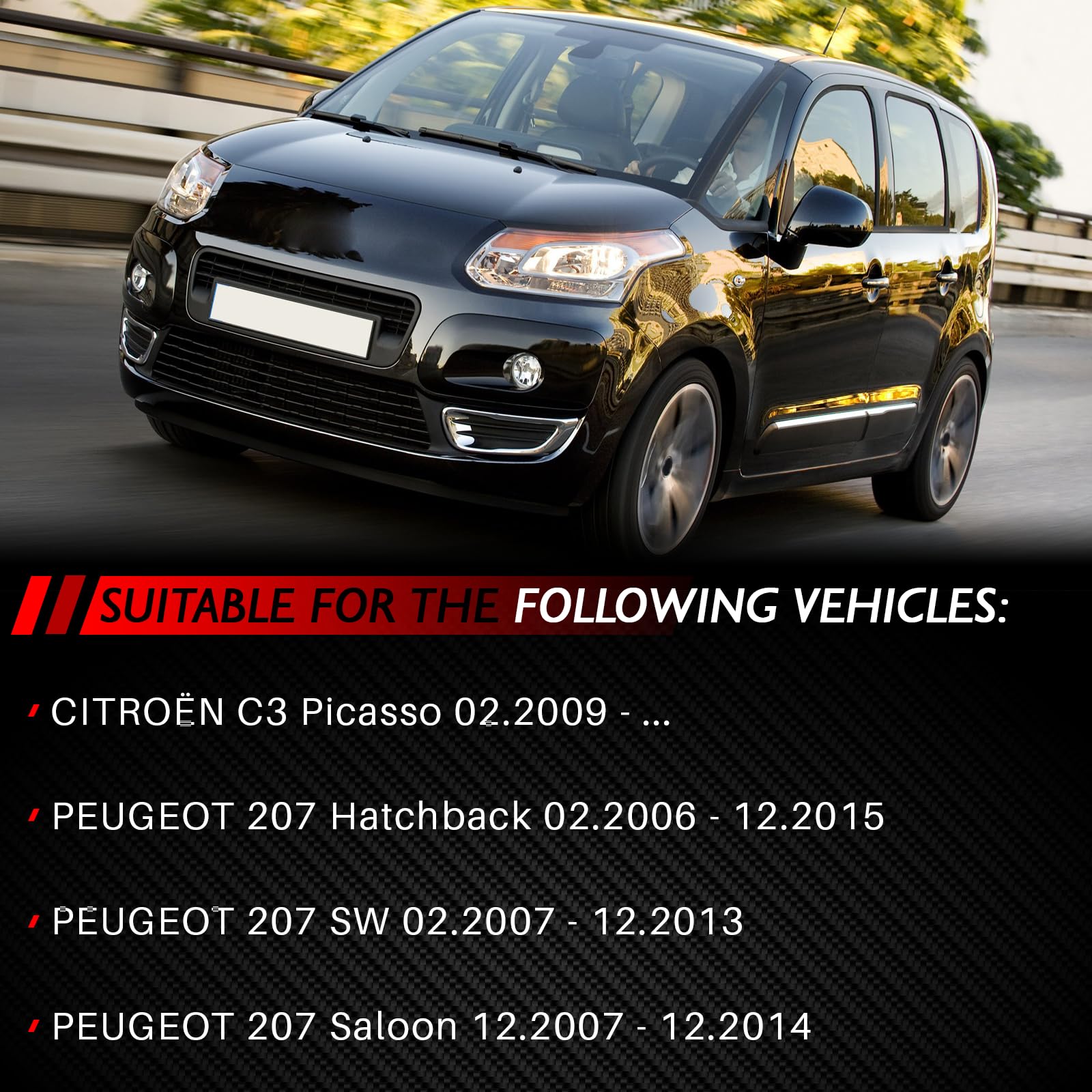 Interruttore alzacristalli Merautop SJ 2 pezzi per Peuge0t 207 lato passeggero e lato guidatore sostituzione pulsante alzacristalli per C3 Picasso dal 2009 in poi accessorio auto n. 6490HQ 6554QC