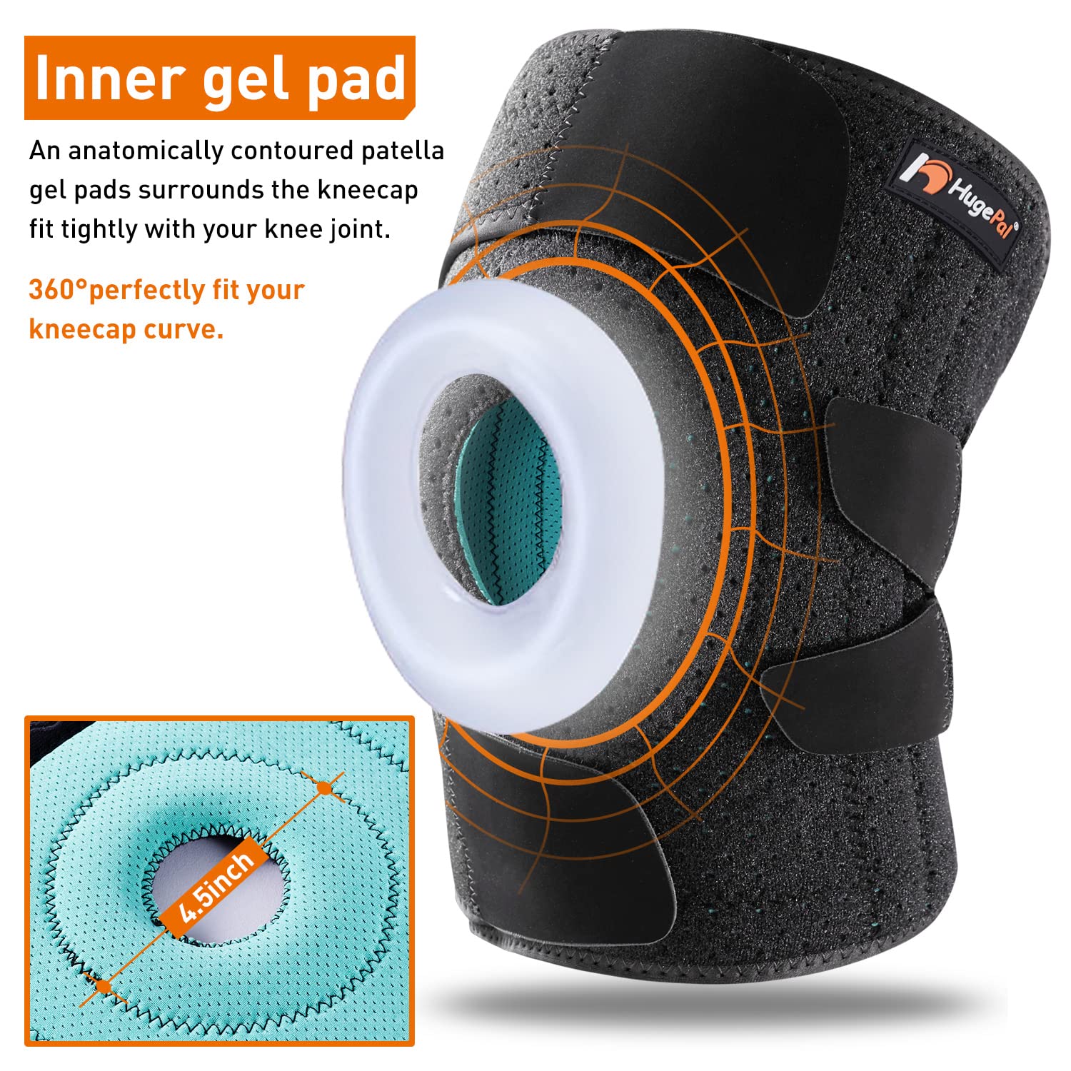 Rodillera de talla grande para hombre y mujer, extra grande, para dolor de rodilla, rodillera de gran tamaño, rodillera con estabilizadores laterales para desgarro de menisco, artritis, condromalacia