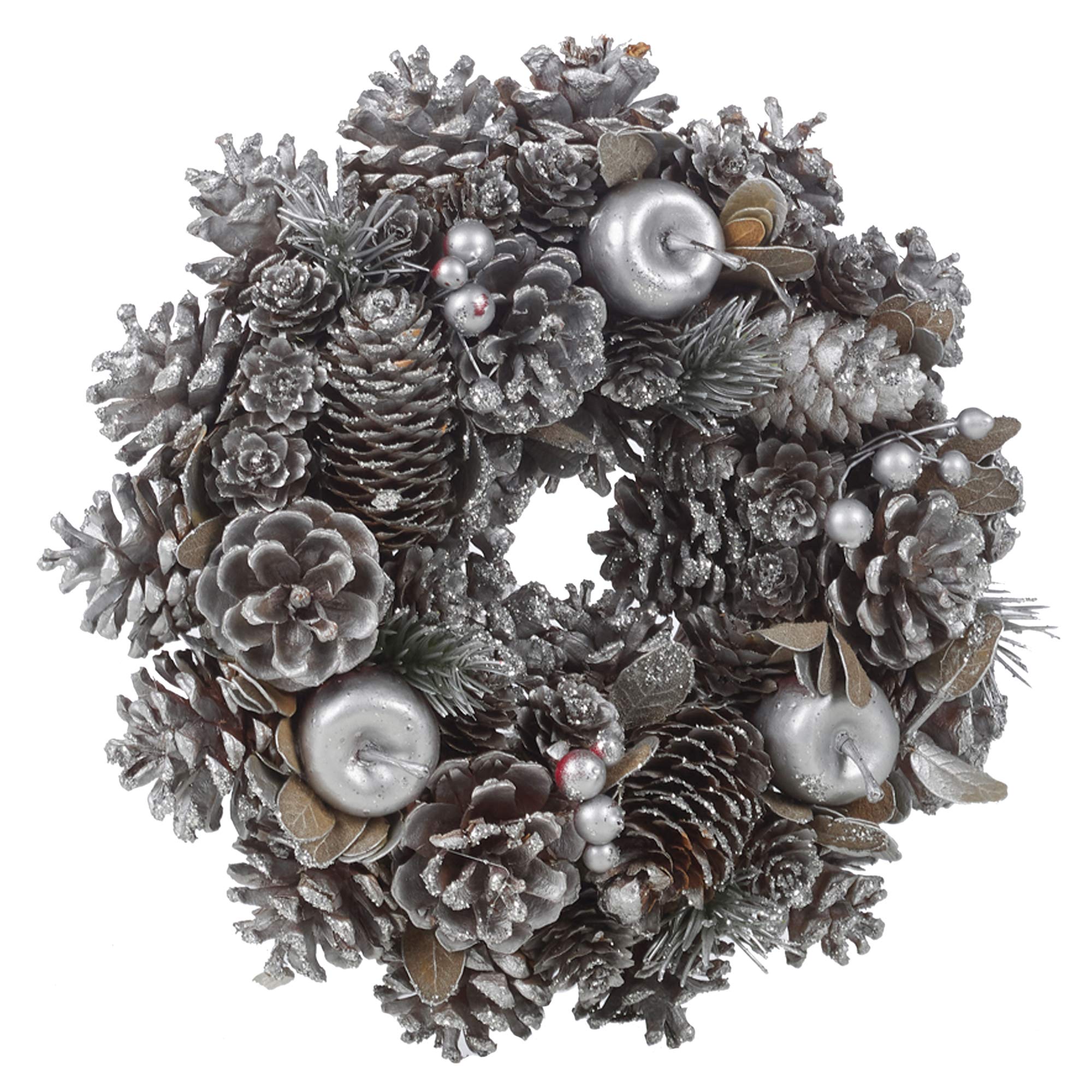 Urbn Living ( ) Christmas Wreath | Glitter Pinecone Decoration Silver