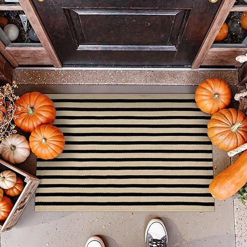 Miniatura 61 de Tiveney Tapete para puerta delantera, entrada exterior, 2 x 3 pies, alfombra de otoño para exteriores, alfombra lavable de algodón tejido de algodón