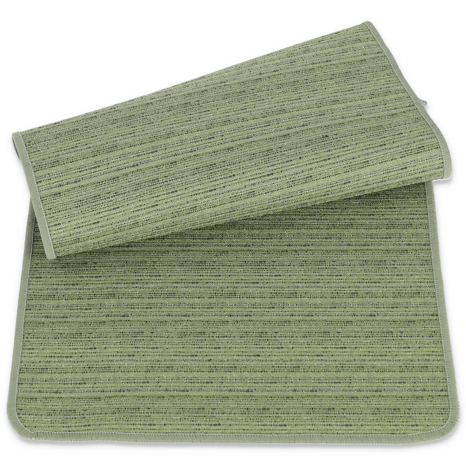 Casatessile Alfombra de Cocina Ancho 53 cm Melange. Corredor de Cocina Antideslizante, Alfombrilla de Fregadero Lavable a máquina. - Verde, 200 cm.