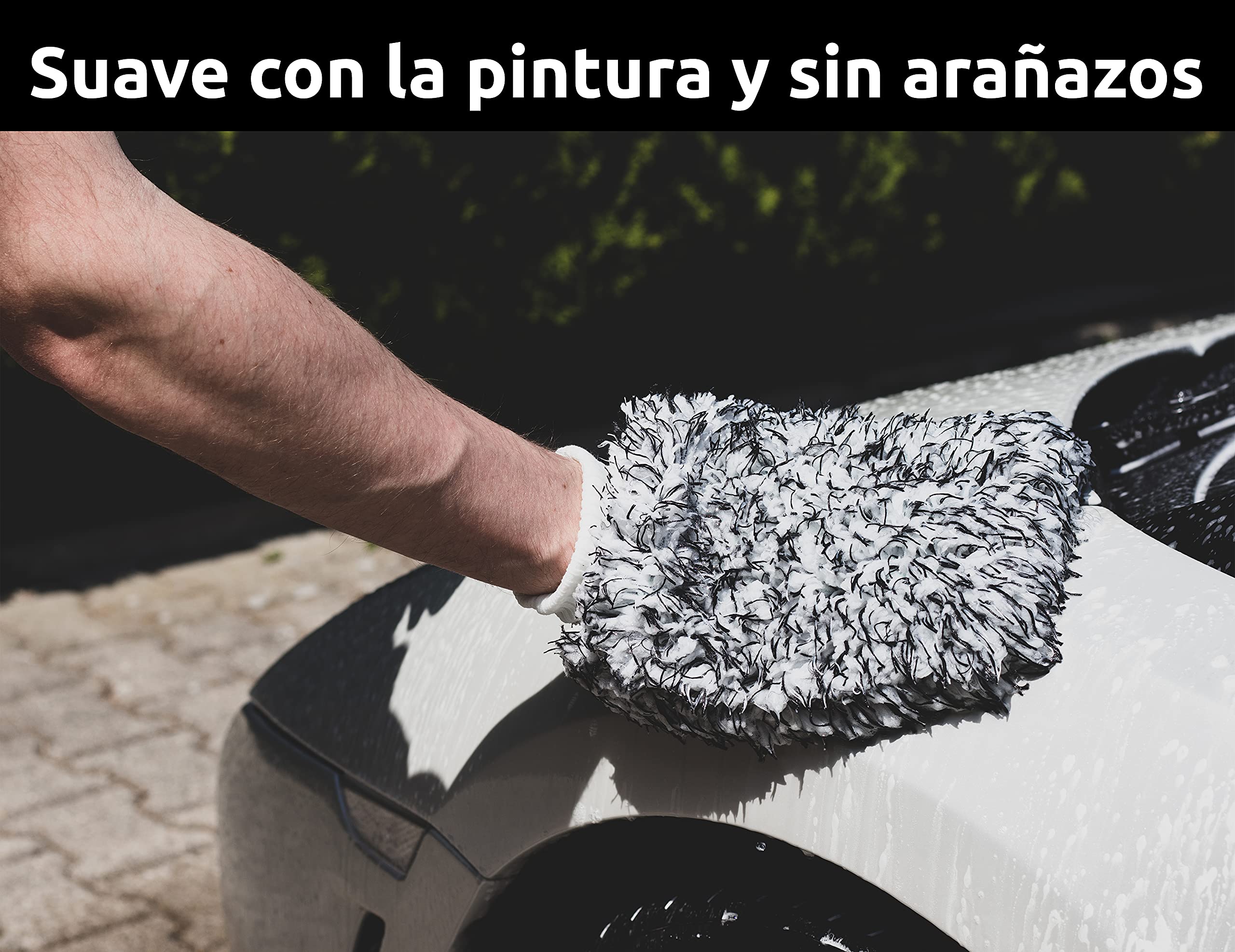 Guante de Lavado Premium - Especialmente Suave con la Pintura Gracias a la Microfibra Extra Suave - Sin residuos - Extra Absorbente - para Coche, Llantas y Moto - Esponja para Coche