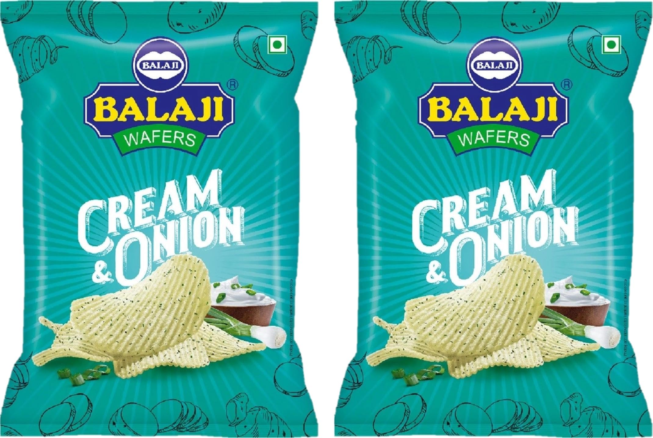BALAJI WAFERS Cream & Onion,35g (Pack Of 2) - HUMARABAZAR