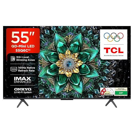 TCL 139 cm (55 inches) 4K UHD Smart QD-Mini LED Google TV 55Q6C
