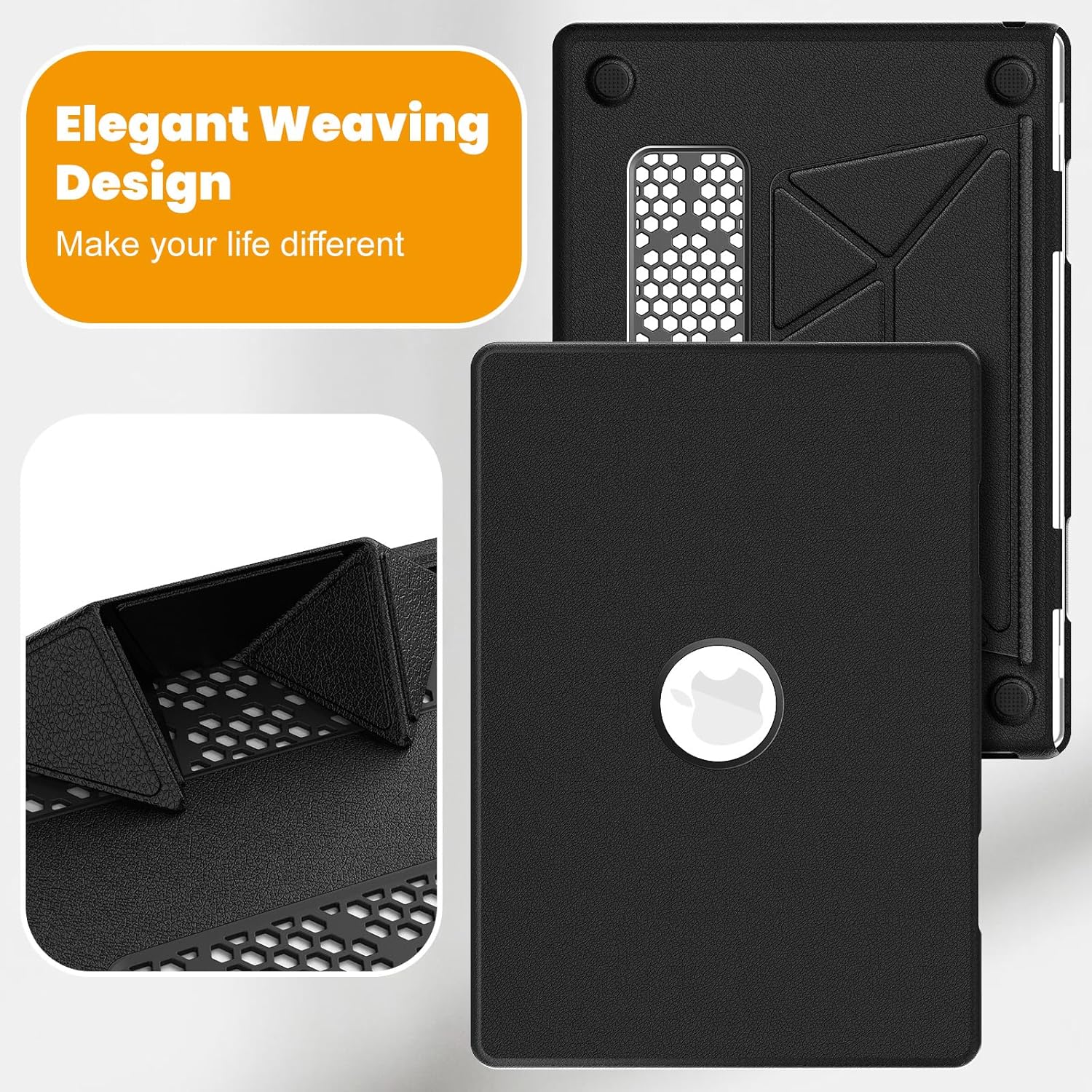 Compatible for MacBook Air 13/13.6 inch Case 2026-2022 M4 M3 M2, Foldable Stand | Keyboard Cover | Mouse Pad | PU Leather Plastic Hard Shell | Closes Seamlessly | Anti-Cracking, Black - Image 4