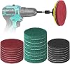 GOH DODD Power Scrub Pads Drill Attachment, 15 Pieces 5 Inch Cleaning Kit Scouring Pads with Baker and Universal Shaft Great for Kitchen, Bathroom, Auto, Grout, Carpet, Shower, Tub, Grill,Tile