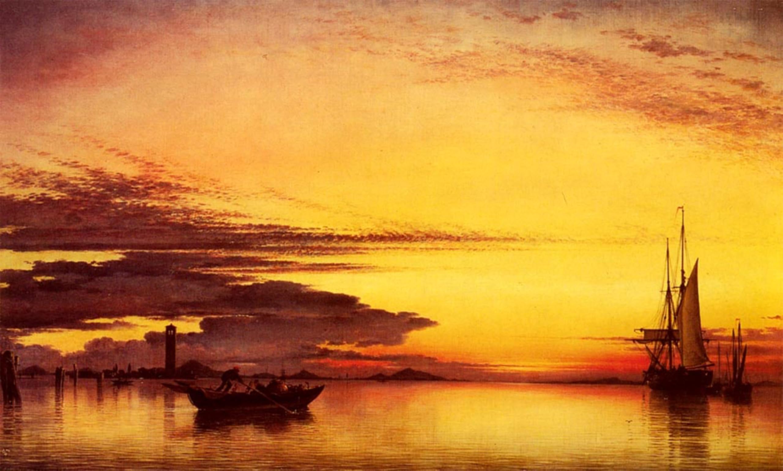 POSTERIIk Famous Animal Posters Vintage Picture Sunset on the Lagune of Venice by Edward William Cooke Modern Wall Decor for Home Decor 60x90cm