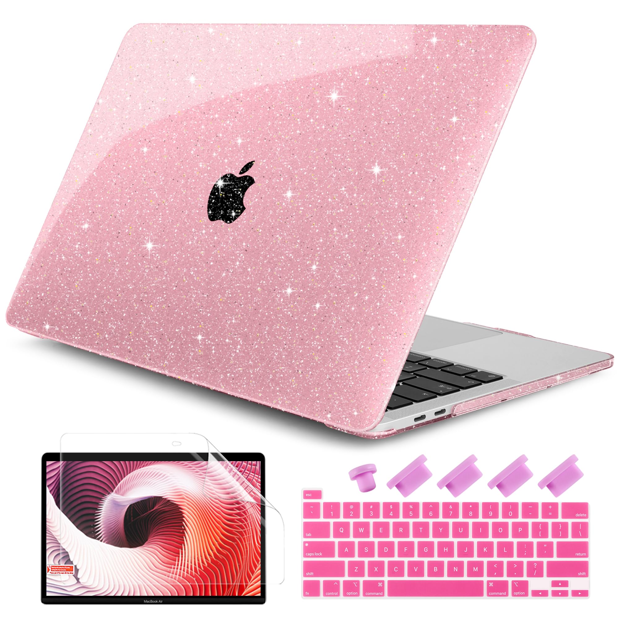 DONGKE for MacBook Pro 13 inch Case 2023 2022 2021 2020 Release Model A2338 M2/M1 A2289 A2251 with Touch Bar & Touch ID, Glitter Bling Plastic Hard