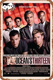 Ocean's Thirteen Poster Sign Metal Tin Sign Wall Art Decor - Retro Sign for Home Decor Gifts - 8x12 Inch