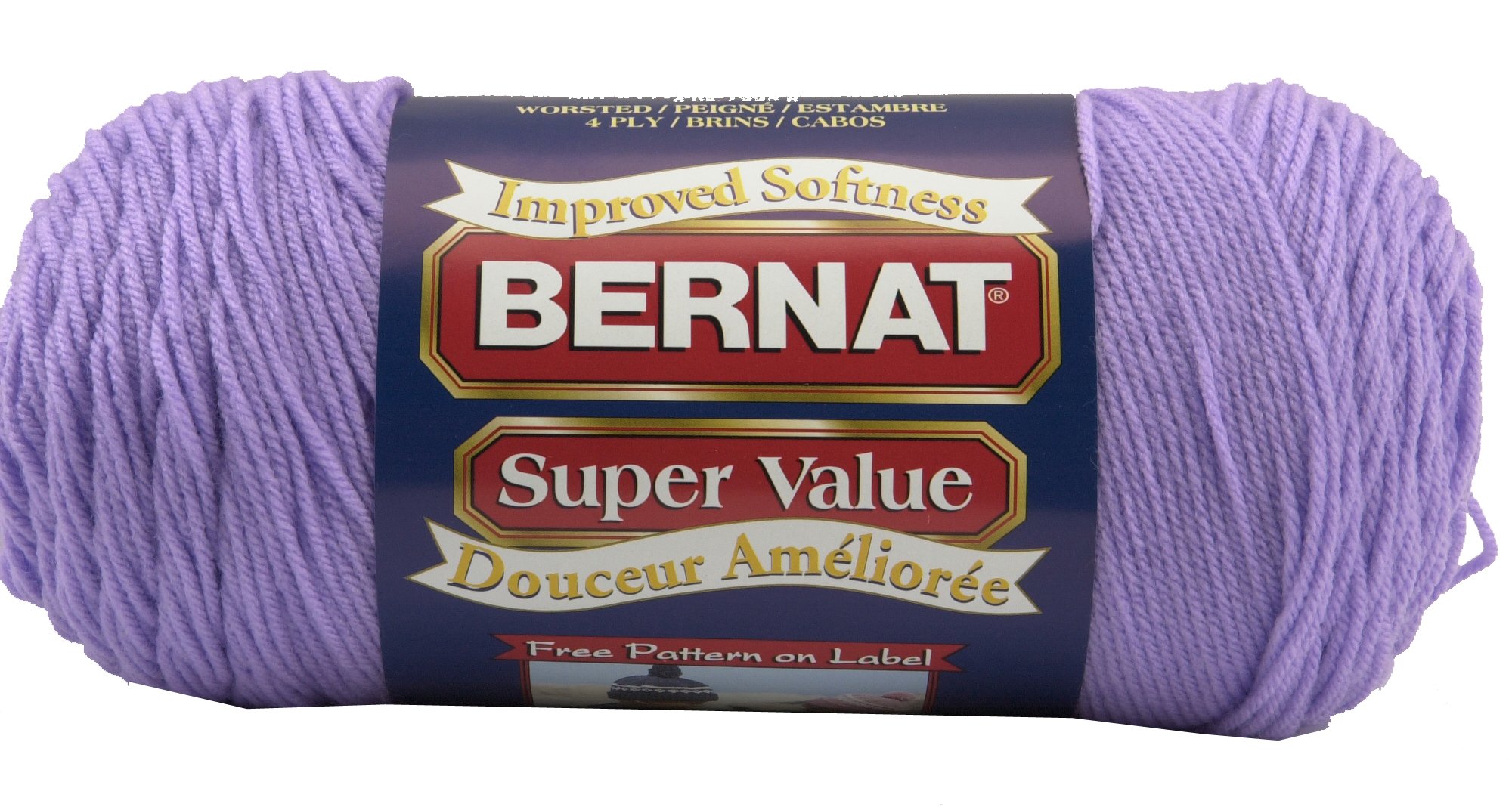 BernatSuper Value Yarn, 7 oz, Gauge 4 Medium Worsted, Lilac
