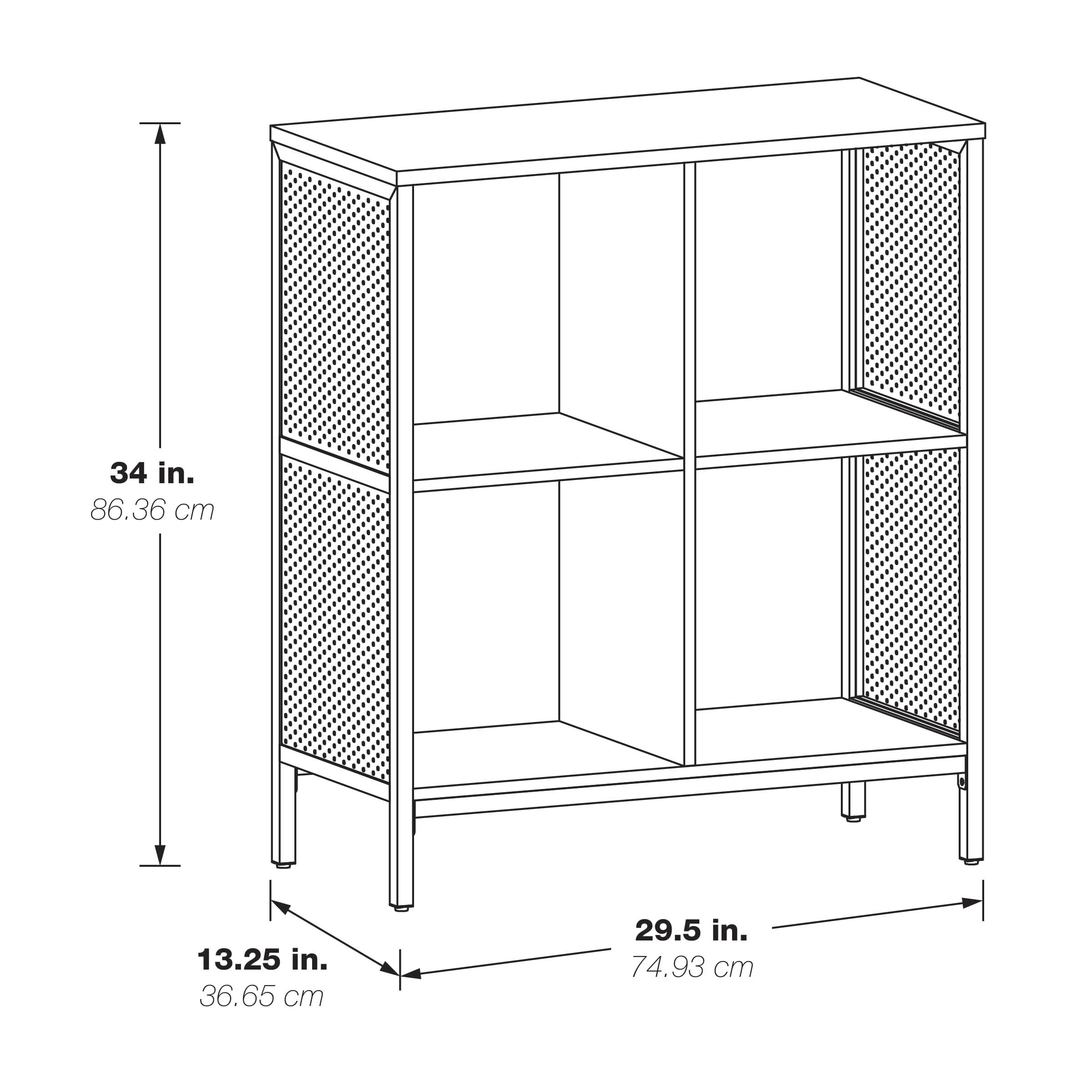 OSP Home Furnishings Ace nowoczesny regał na książki z 4 kostkami, wykończenie rzeki dąb