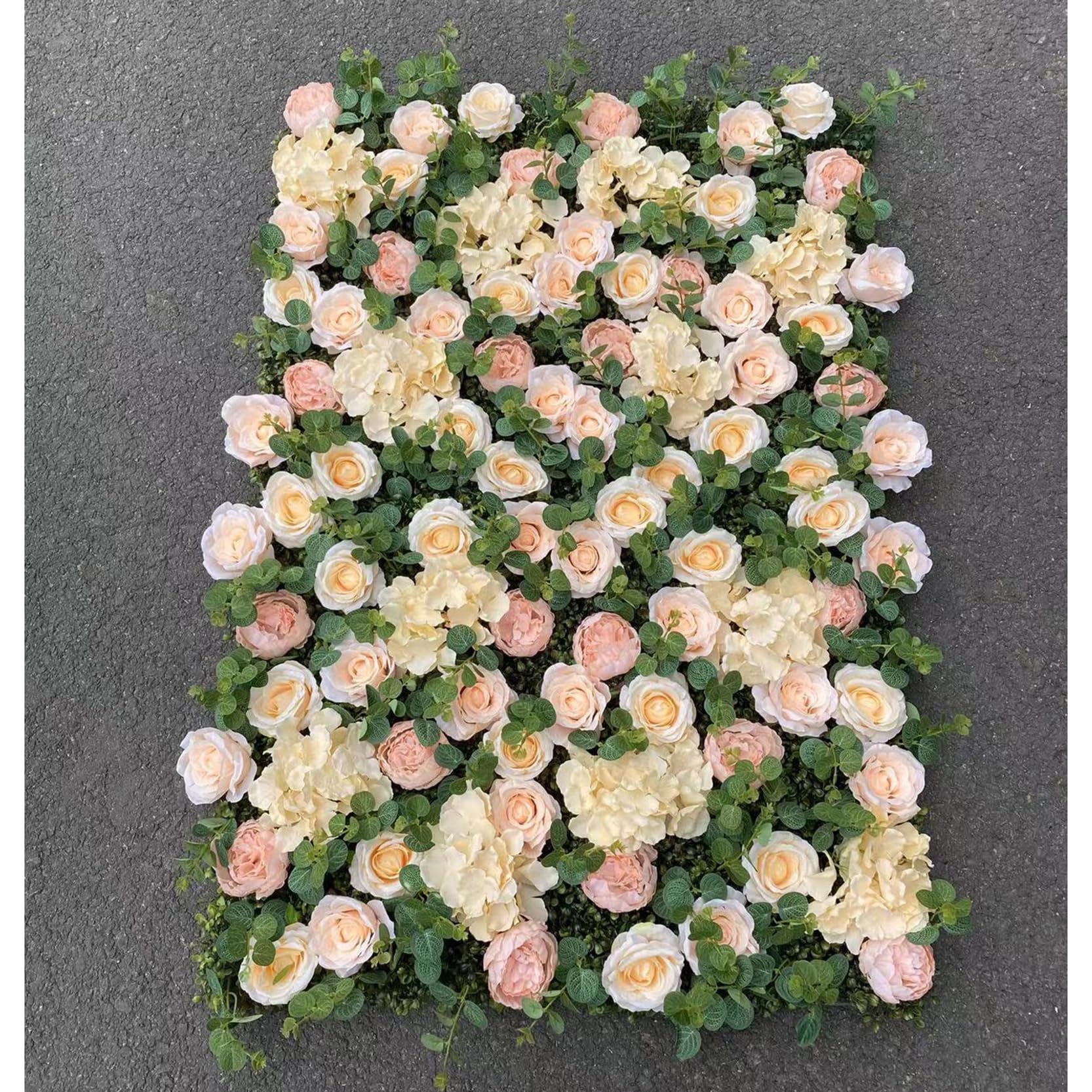 2 Paneles de Pared de Flores Artificiales para Celebraciones Fiestas en Casa y Bodas,Panel de Fondo Floral Artificial con Malla de Soporte,Pared de Rosas de Seda