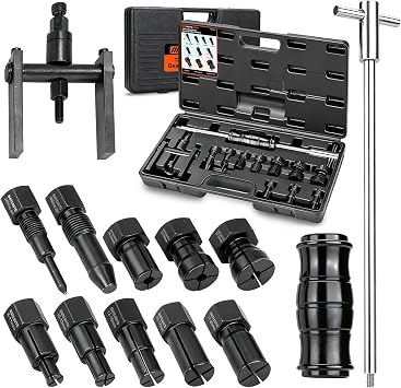12pcs Motorcycle Blind Hole Collet Bearing Puller Set, Internal Bearing Extractor Puller Kit Slide Hammer Bearing Puller with Expandable Collets 8-32mm Inner Bearing Remover Tool 12-Piece
