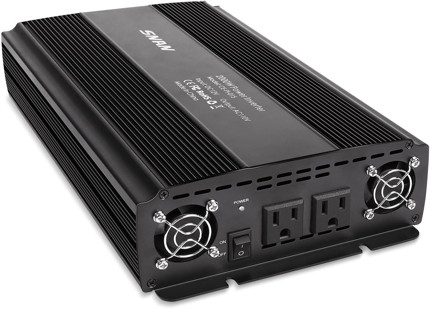 SNAN 2000W Power Inverter Dual AC Outlets 12V DC to 110V AC