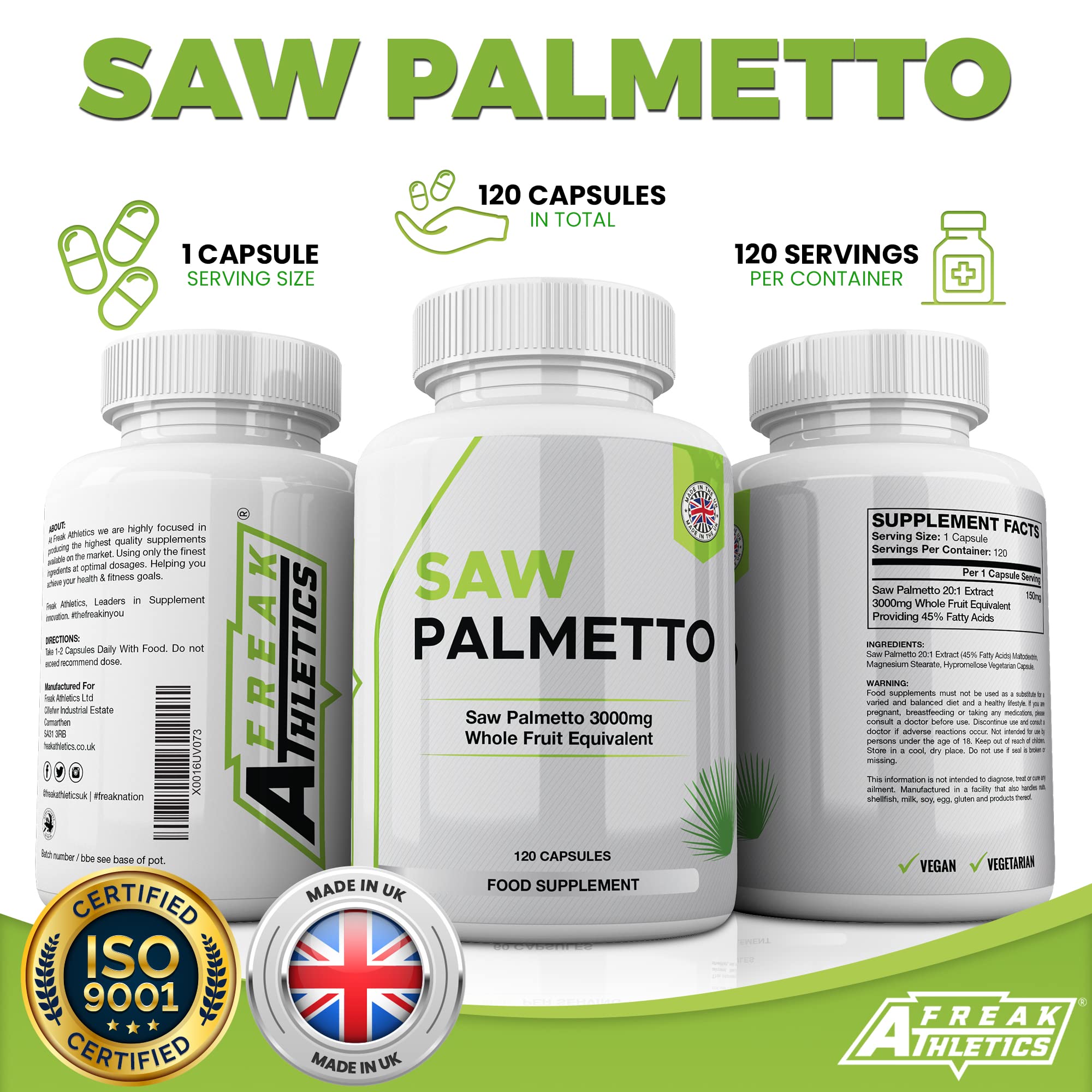 Buy Saw Palmetto 201 High Strength Extract 3000mg 120 Capsules