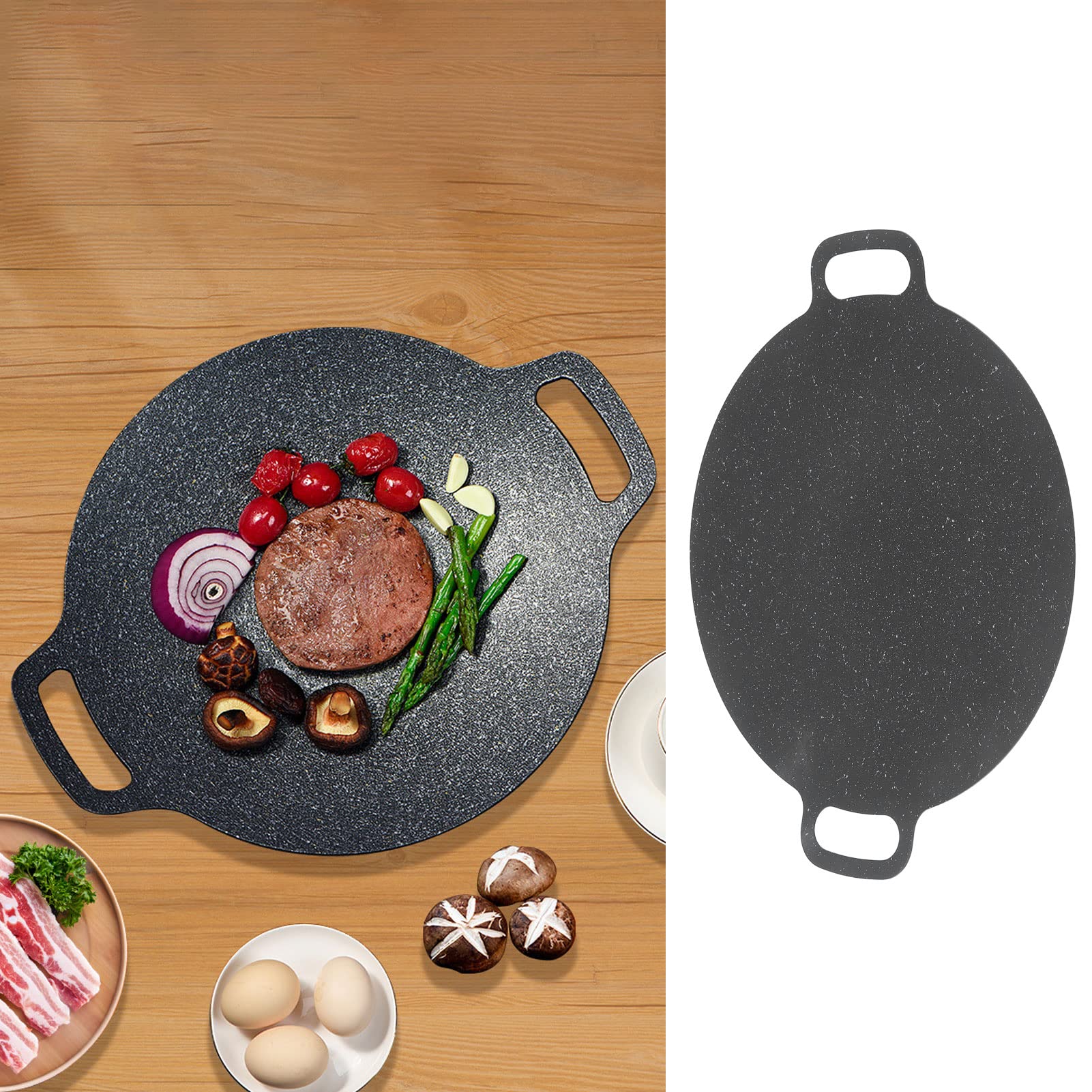 Padella per Griglia BBQ, Griglia Rotonda con Base in Ferro e (41cm)