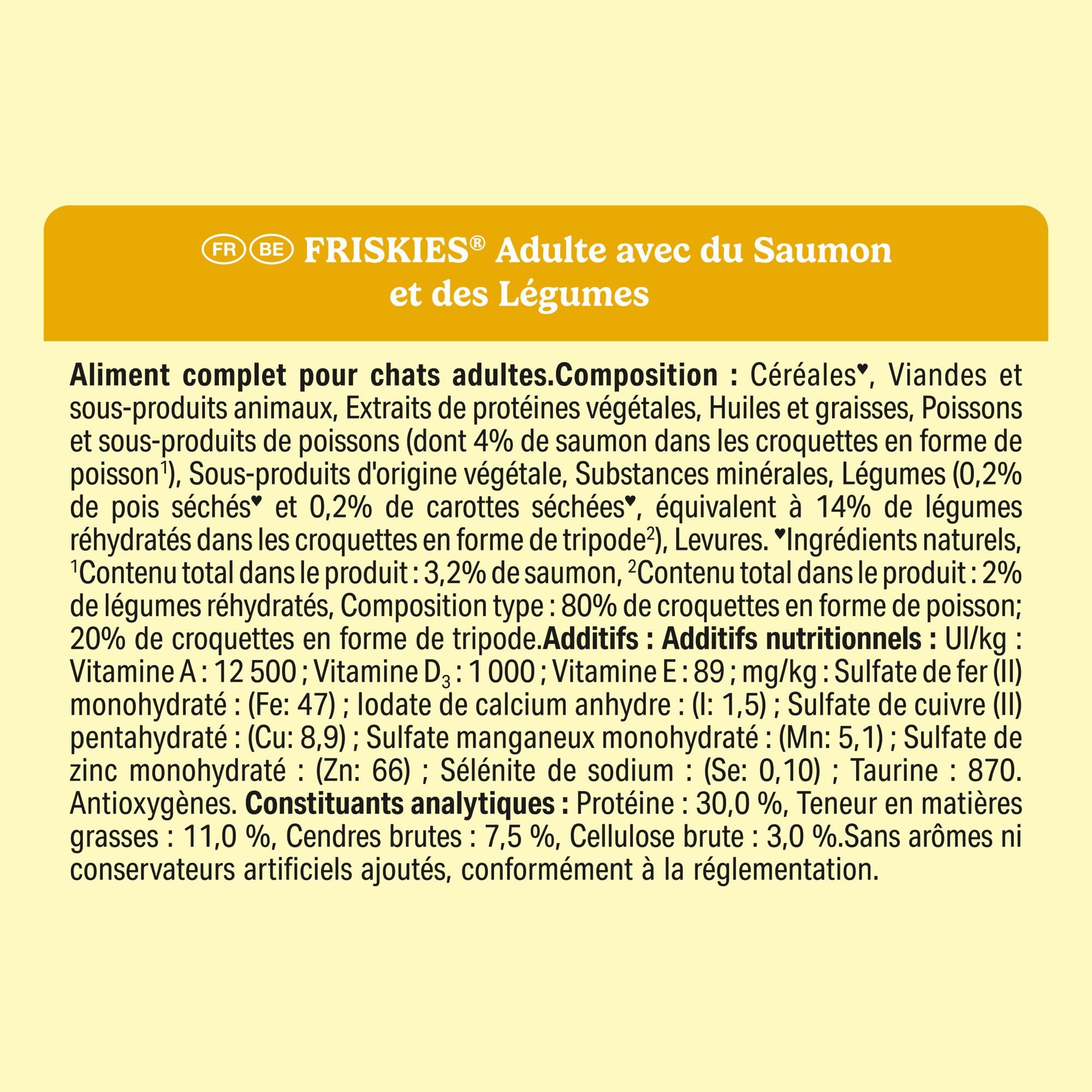 FRISKIES | Chat | Croquettes complètes pour Chats Adultes | Au Saumon et aux Légumes | Aliment Complet Riche en Vitamines et Minéraux | Sac | 1,5 KG