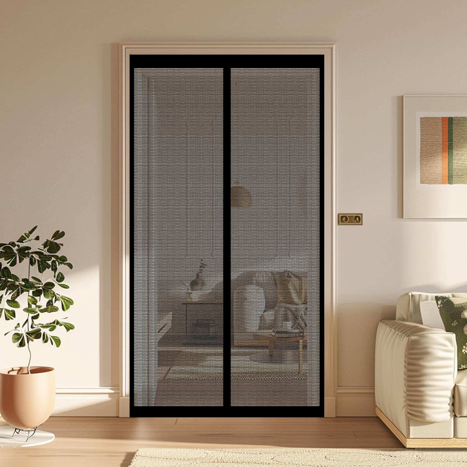 Moustiquaire magnétique rideau aimanté anti-insectes pour porte 154x240