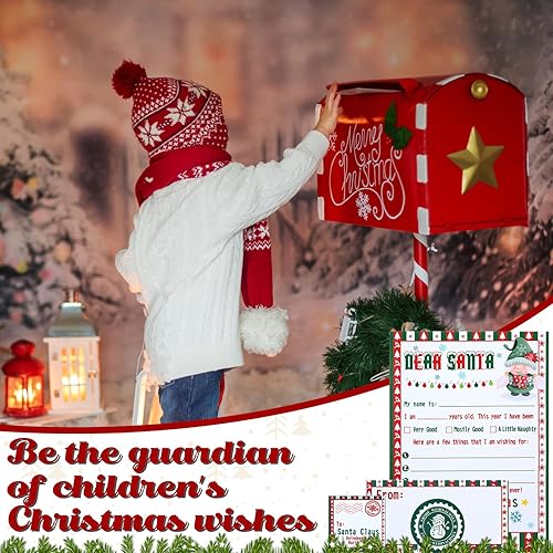 Miniatura 3 de Juego de 75 cartas a Santa para escribir listas de deseos de Navidad, juego de 15 tarjetas navideñas con sobres rojos y calcomanías, regalo de