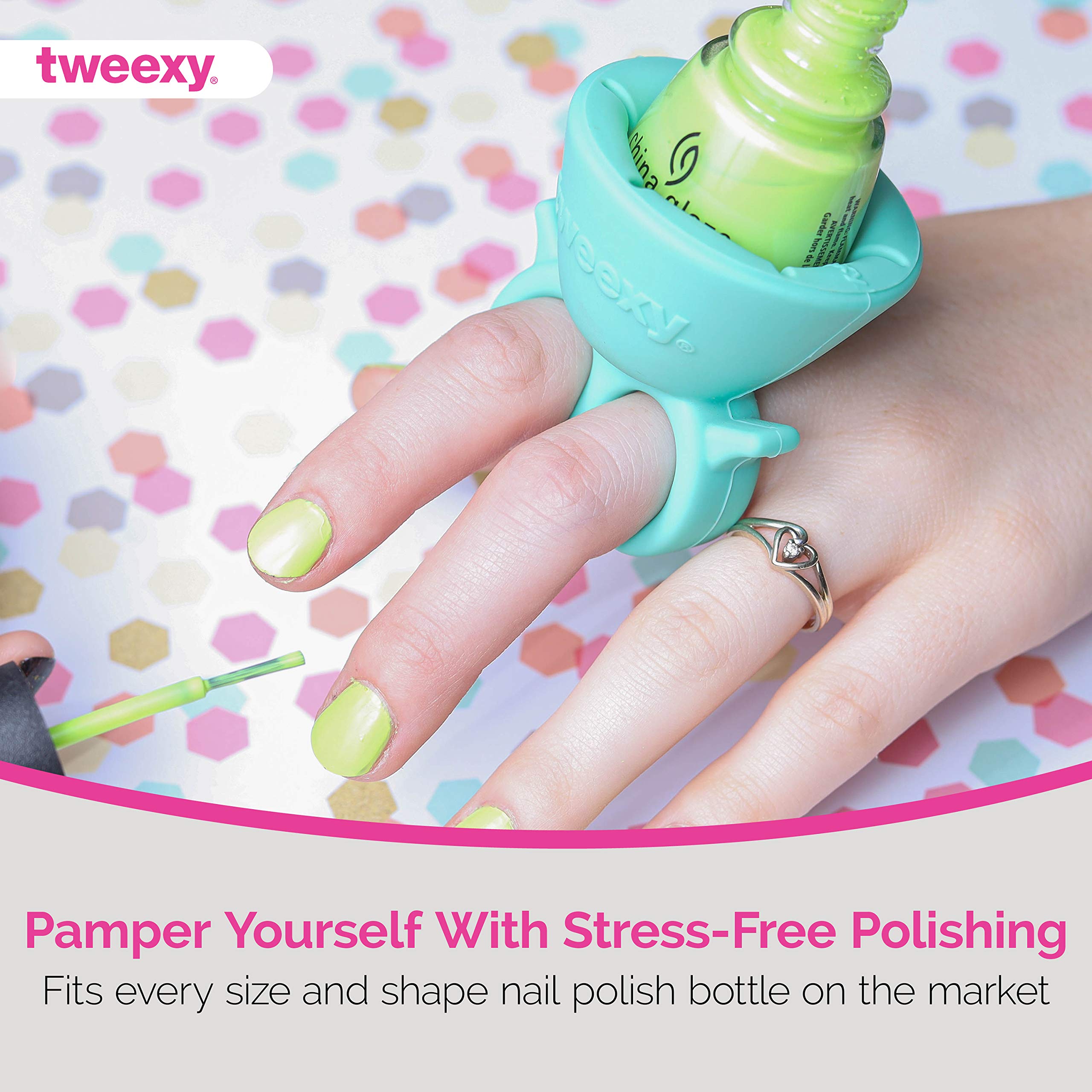 tweexy Wearable Nail Polish Holder Ring, Fingernail Polishing Tool