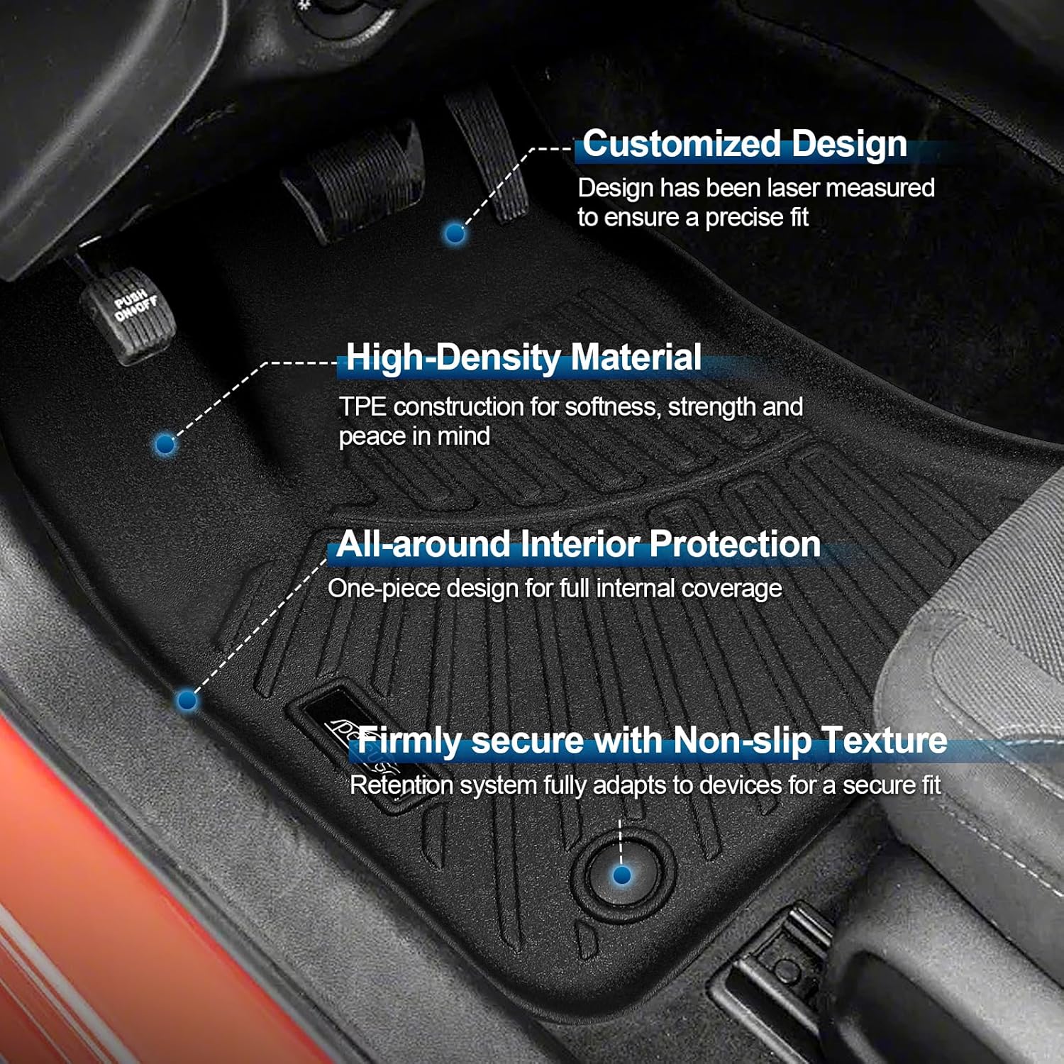 Peleus Floor Mats for Dodge Charger RWD 2011-2023 & Chrysler 300 RWD,TPE All Weather Protection 2 Rows Car Floor Liners with Cargo Liner Dodge Charger RWD Trunk Mat+Floor Mats - Image 2