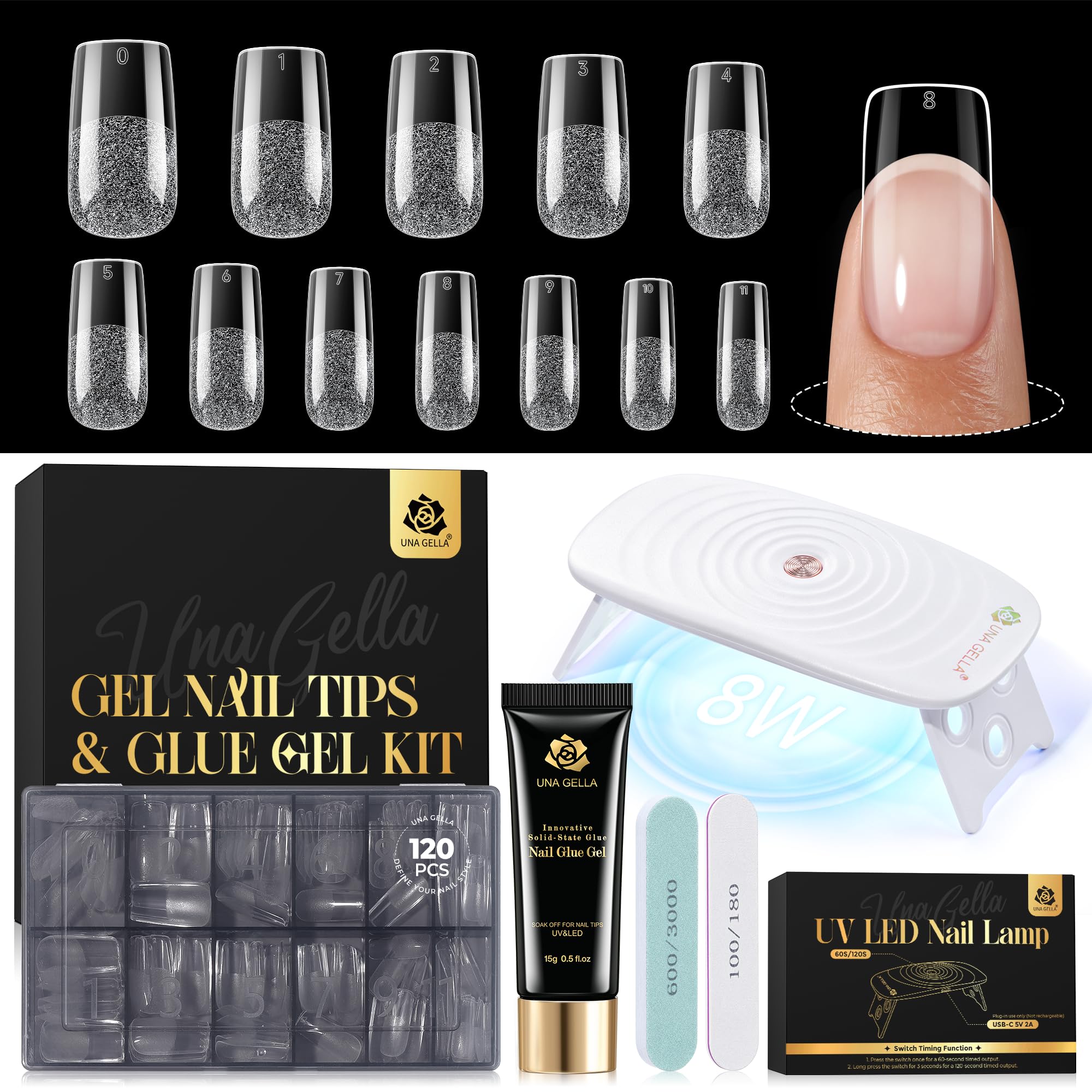 Photo 1 of UNA GELLA Square Gel Nail Tips Kit