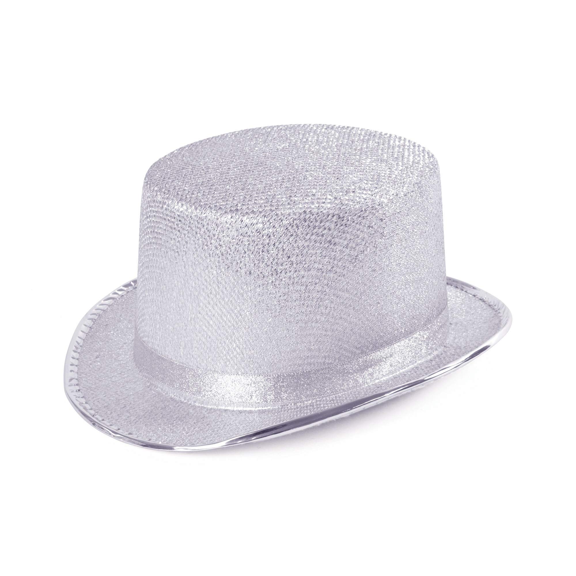 Bristol Novelty BH466 Top Hat Silver Lurex, Unisex-Adult, One Size Halloween