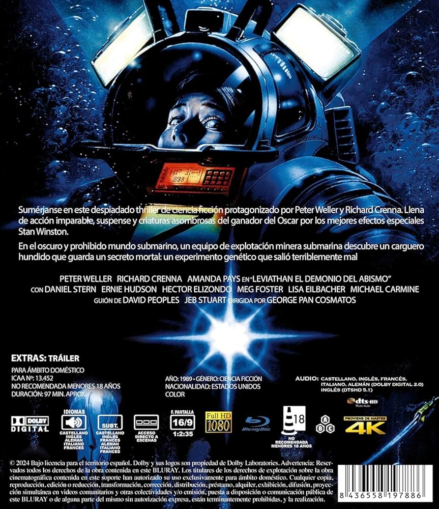 Leviathan (1989) Blu Ray Remastered 4k New Edition 2024: Amazon.co