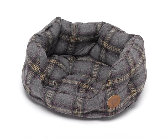 Petface Cama Ovalada de Tweed Gris para Perro, pequeña