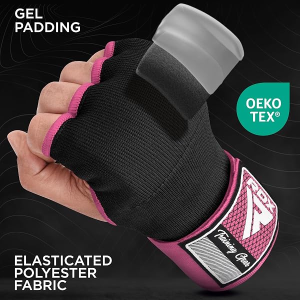 RDX Gel Bandes Boxe Sous Gants, 100CM Longue Poignet, Mitaine MMA Muay Thai, Protege Main arts martiaux Sparring Protecteur de Poing, Boxing inner Gloves Hand Wraps, Gants de Frappe Adulte Homme Femme - 2