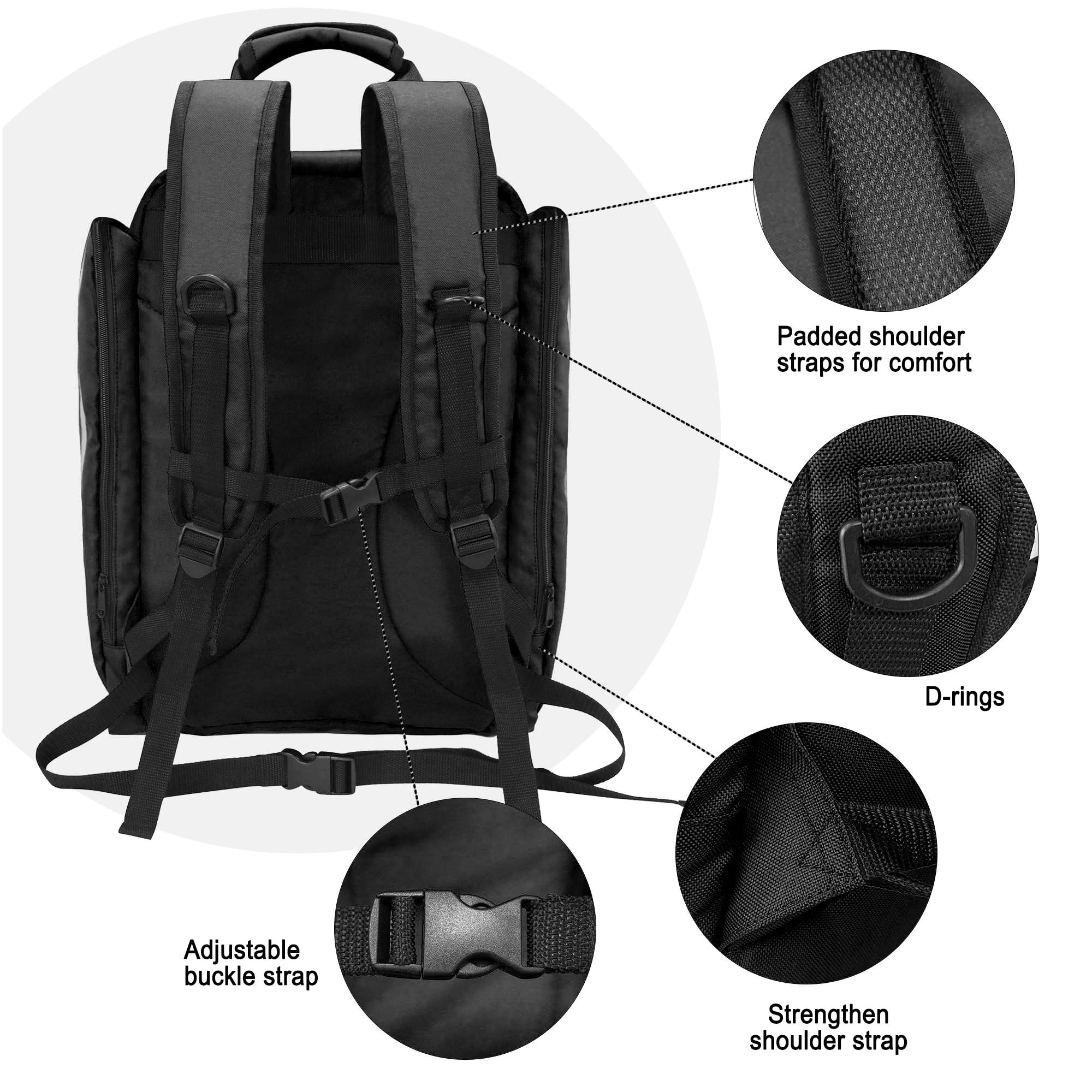 Mochila Profesional de Primeros Auxilios vacía, Bolsa médica táctica con Reflectante, Mochila médica de Primeros Auxilios de Gran Capacidad para Camping, Senderismo,(Negro)