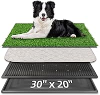 Vista 39 de Almohadilla de césped para perros con bandeja, 25 x 20 pulgadas, almohadilla de césped artificial para entrenamiento de cachorros, inodoro portátil