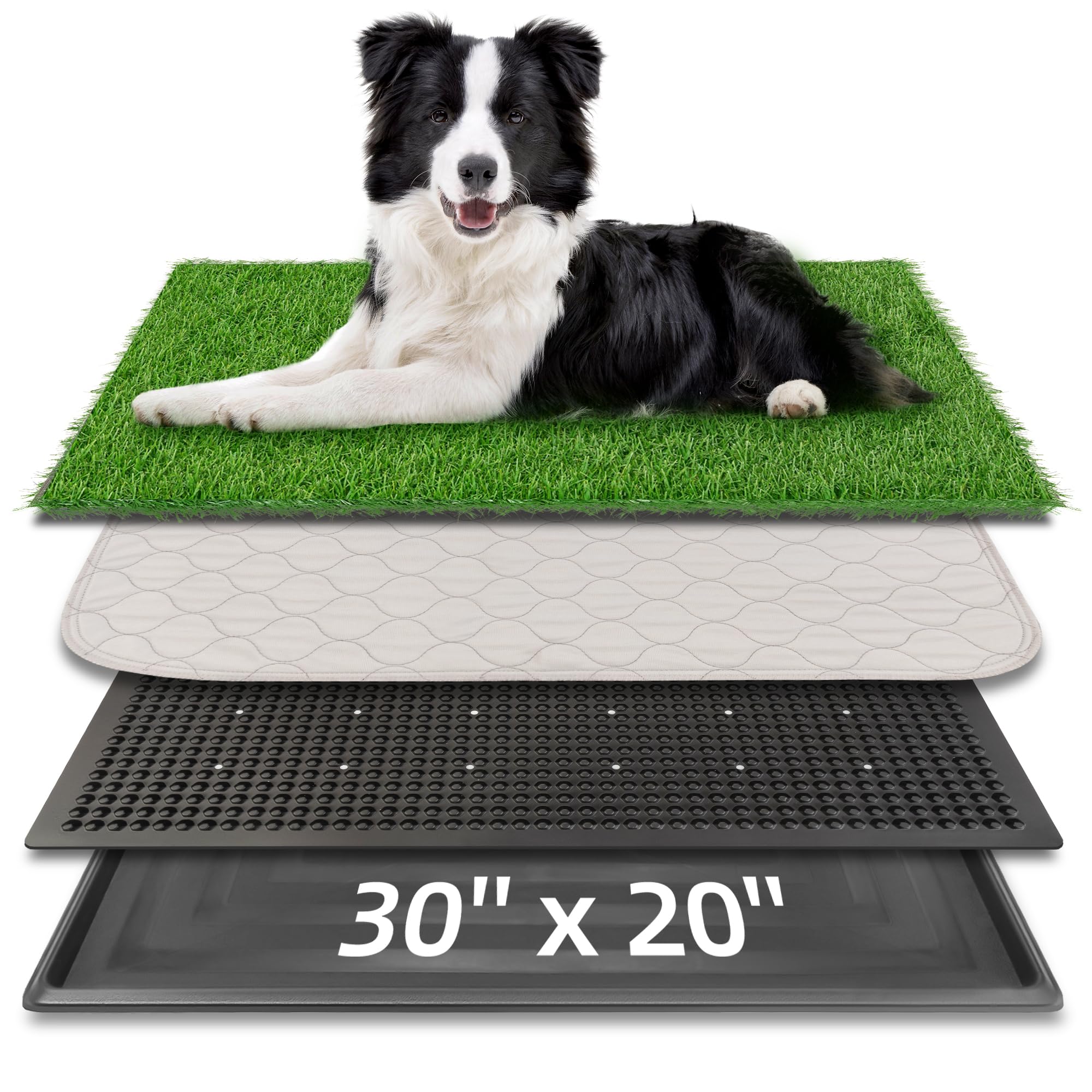 Generic Dog Grass Pad, Large Artificial Grass Patch for Dogs with Tray, Washable Dog Litter Box, Fake Grass Turf for Dogs to Pee on, Black and Green