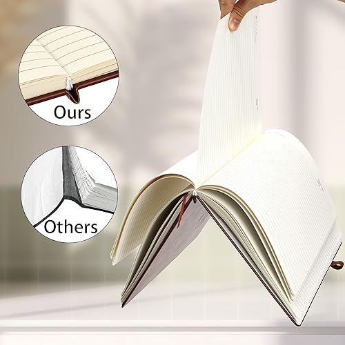 Miniatura 4 de Ospelelf Cuadernos de diario rayados negros para tomar notas, 180 páginas, cuaderno de tapa dura de cuero B5 con bolígrafo, cuaderno de reuniones de