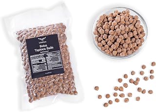 Boba Pearls | Tapioca Pearls | Sago Pearls | Locca Booba | 14 Oz (10 Servings) | Premium Easy to Cook | No Preservatives | Boba Pearls Recipe Card | Vegan | 400gr Brown Sugar Boba - (1 Bag only)