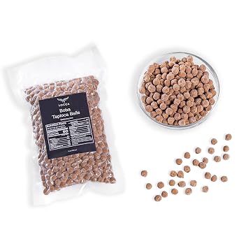 Boba Pearls | Tapioca Pearls | Sago Pearls | Locca Booba | 14 Oz 10 Servings | Premium Easy to Cook | No Preservatives | Boba Pearls Recipe Card | Vegan | 400gr Brown Sugar Boba - 1 Bag only