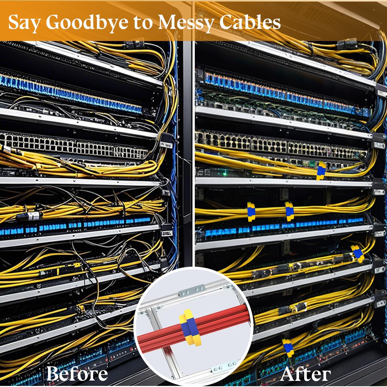 Wire Comb 1 Pack, Cable Organizer Tools, Cable Tidy Management for Ethernet Networking Cables, Cat6A, Ca7 or Other Wires Up to 1/4" in Diameter, Comes with 5 Magic Strip Ties to fix Cables.