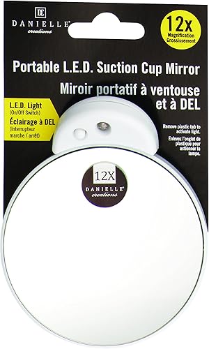 Miniatura 3 de Danielle Creations - Espejo de maquillaje de viaje de 3.5 pulgadas, aumento de 12x, negro/rosa