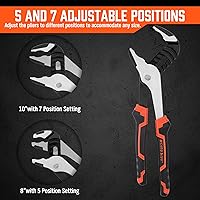 Vista 7 de HORUSDY Juego de 2 alicates para juntas de ranura, alicates de bomba de agua ajustables de 8 y 10 pulgadas, alicates de lengüeta y ranura