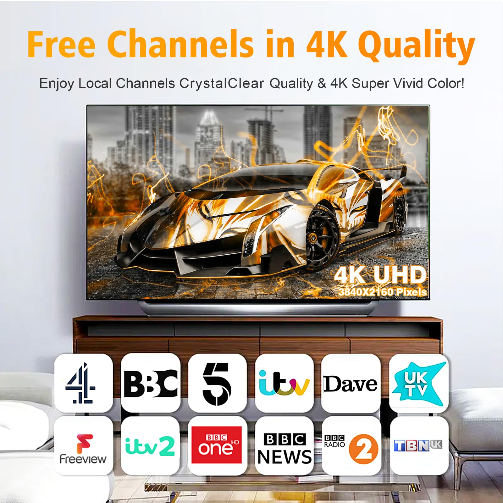 Indoor TV Aerial Freeview HD, Digital TV Aerial Indoor with 360° Reception, HD TV Aerial Strong Signal, Magnetic Base, 4K 1080P Support, Plug & Play for Smart TV & Old TVs, 5m Cable — view 2
