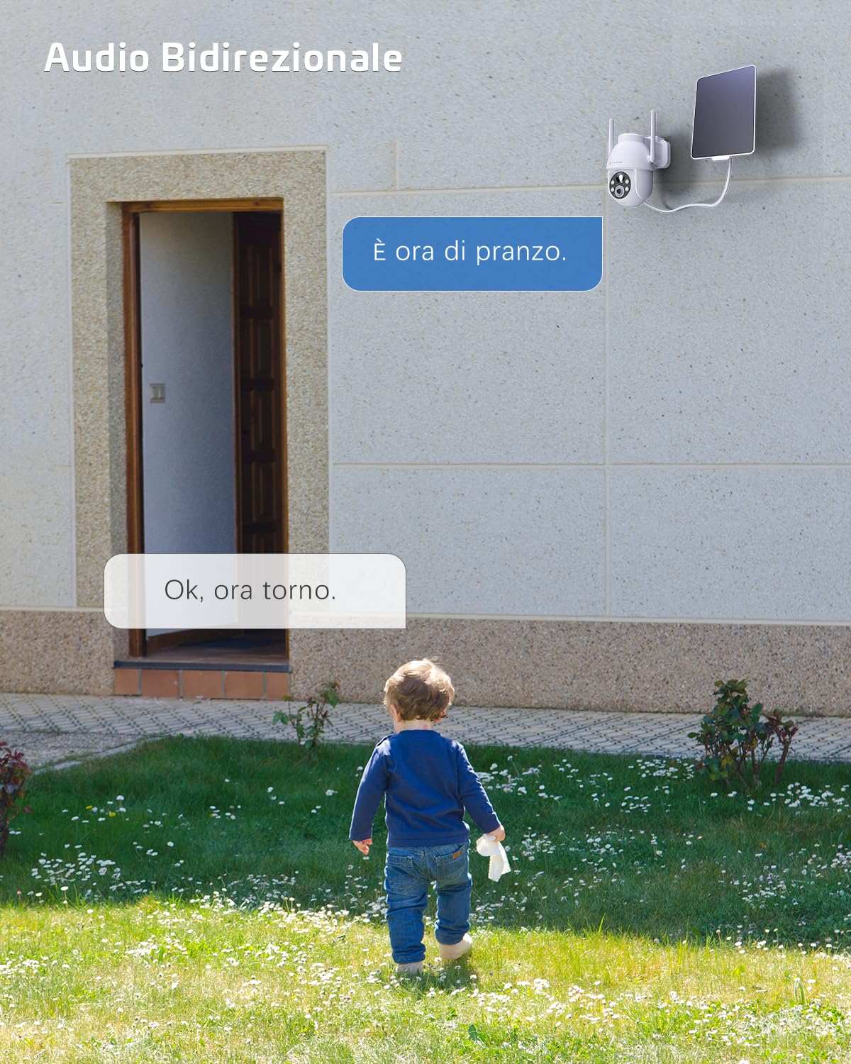 COCOCAM 2PCS 2K Telecamera Wi-Fi Esterno Solare | PTZ Senza Fili con AI Rilevamento Umano, Visione Notturna a Colori, Audio Bidirezionale, Supporto Alexa, 2,4GHz, Cloud