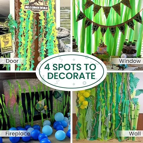 Vista 214 de PartyWoo Serpentinas de papel crepé verde, 6 rollos de 492 pies, paquete de papel crepé verde bosque esmeralda cazador para graduación, Navidad