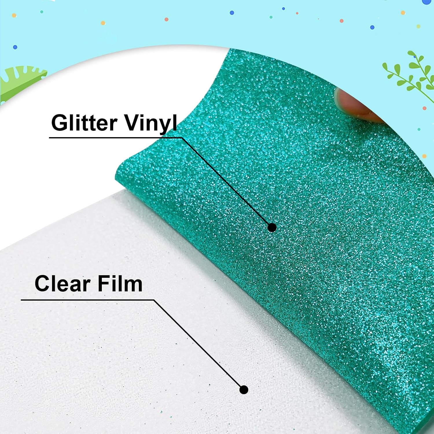 Agate Green Glitter HTV Vinyl 12" x6FT Easy Cut & Weed Iron on Heat Transfer Vinyl for T-Shirts, Works with Cricut & All Cutters