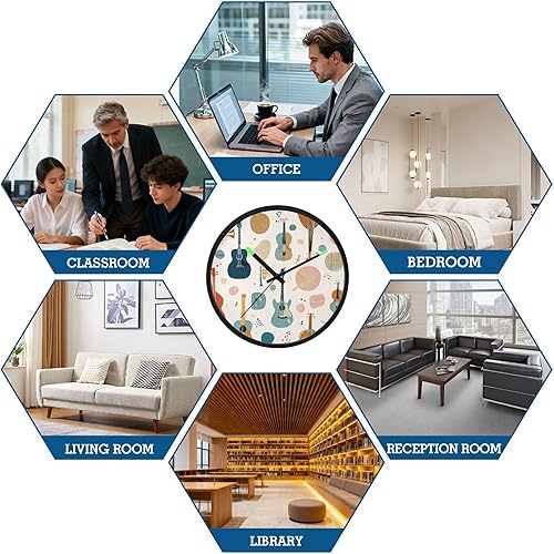 Miniatura 8 de Music Retro 12 Inch Analog Wall Clocks Battery-Operated with Led Lights for Living Room Bedroom Kitchen Office Decor, Battery Not Included