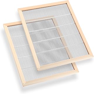 Geelin 2 Pack 8 Frame Wooden Bound Metal Queen Excluder Timber Bound Metal Frame Excluder Separating Queen Bees Bee Hive Frames for Bee Hive Beekeeping Supplies Beekeeping Tools