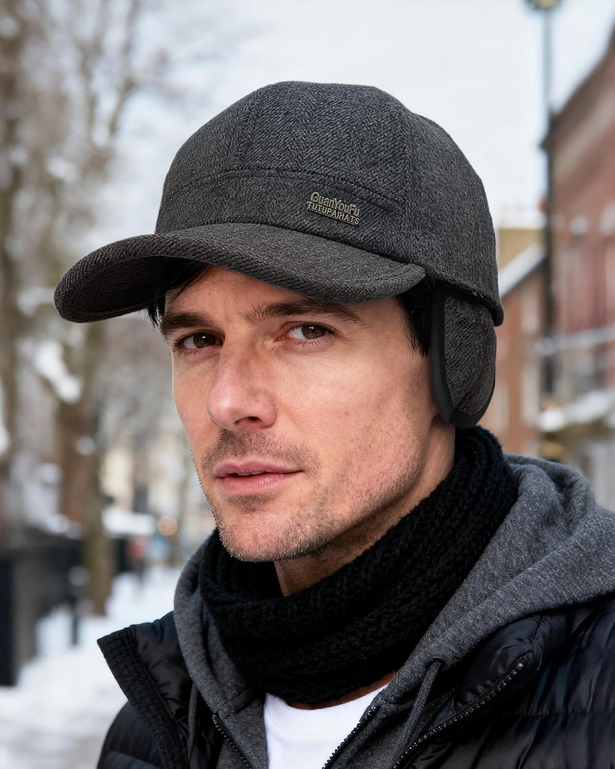 Clakllie Winter Baseball Cap with Ear Flaps Outdoor Sports Cap Warm Earflap Hat for Cold Weather Ushanka Trapper Trooper Hats - Image 2