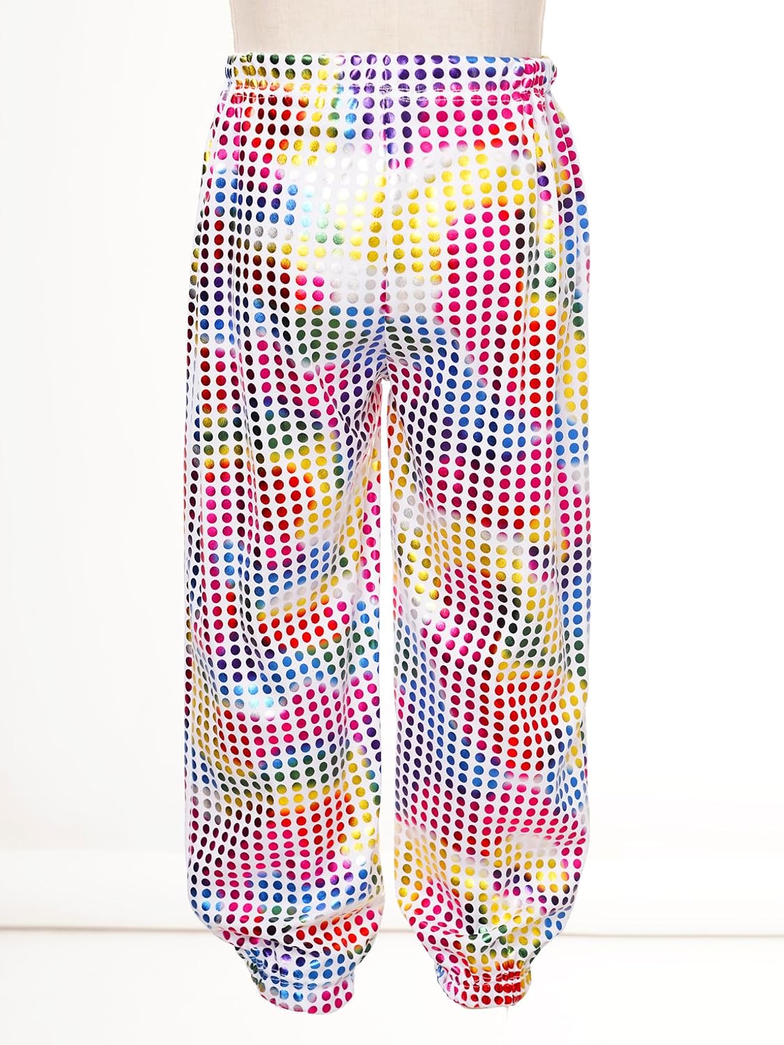 Oyolan Kids Girls Sequins Hip-hop Jazz Dance Performance Costume Elastic Waisted Hippie Pants for 3-16 Years
