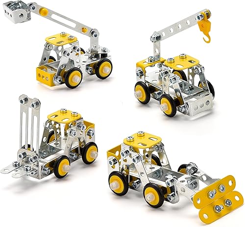 Miniatura 1 de Juego de erector para niños de 8 a 12 años, 4 mini modelo de metal para niños, kit de construcción de metal de ingeniería, juguetes de construcción