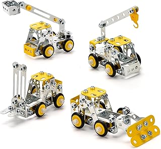 Erector Set for Boys Age 8-12,4 Mini Metal Model Set for Kids,Engineering Metal Building Kit,Learning Construction Truck Building Toys for Boys Age 8-12 DIY STEM Educational Gifts (330pcs)